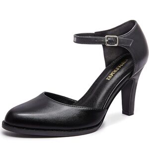 Women's Black chunky high-heeled shoes
